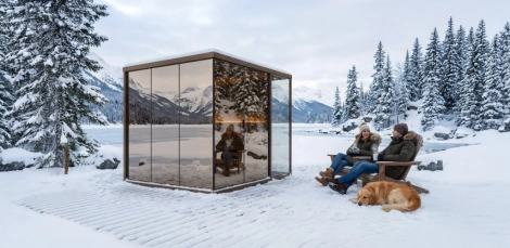 Zrkadlová sklenená sauna Zrkadlová sklenená sauna