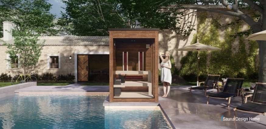 Exteriérová kombinovaná sauna 