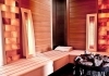 Exteriérový sauna domček  - vnútro sauny