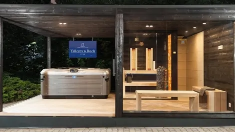 Moderný sauna dom a vírivka Moderný sauna dom a vírivka