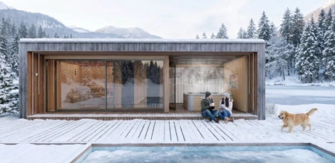 Vonkajšia sauna, wellness dom, mini rekreačný dom v individuálnych rozmeroch