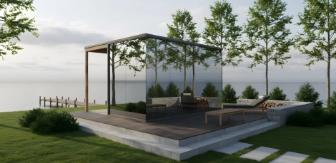 Zrkadlová sklenená sauna