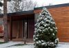 Exteriérový sauna domček s prístreškom