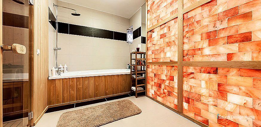 Sauna a soľná stena vo wellness kúpeľni