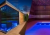 Moderná záhradná sauna so svetelnou terapiou